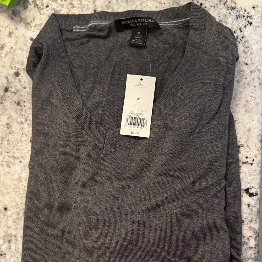 Banana Republic Charcoal V-Neck Sweatshirt